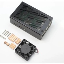 Raspberry Pi 5 Alüminyum Mesh Soğutma Kasası — 4010 Fan + Isı Emici