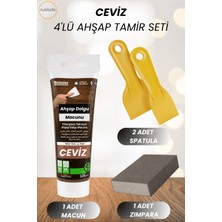 Nublado 4'lü Ceviz Ahşap ve Duvar Tamir Seti 125 ml Dolgu Macunu 2 Adet Plastik Spatula 1 Kübik Zımpara