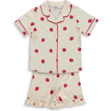 Civil Girls Çilek Desenli Şortlu 2-5 Yaş Pijama Takımı - Fil Dişi