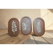 TOFF Garage Japandi Leaf 3'lü Duvar Dekoru Seti 25X15 cm | Minimalist Botanik Duvar Süsü | Modern Ev Dekorasyonu