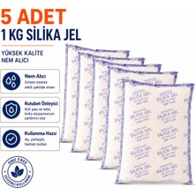 Keepsake 5 Adet 1 kg Şeffaf Silika Jel Nem Alıcı Rutubet Önleyici Şeffaf