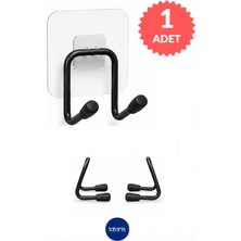 Lataris Yapışkanlı 1 Adet Banyo Mutfak Askısı Çift Kancalı, Metal Havlu Askılık, Duvar Askı Organizer