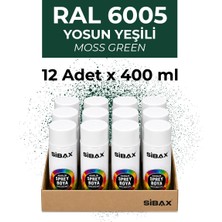 Sibax Akrilik Sprey Boya Parlakt Yosun Yeşili(Ral 6005) 12’li Paket 400 ml x 12 Adet