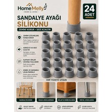 Btm Home 24'lü Gri Silikon Masa & Sandalye Ayak Koruyucu – Kaydırmaz, Gürültü Önleyici, Parke Dostu
