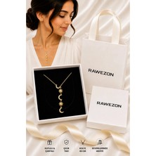 Rawezon Kutulu Çantalı Gold Renk Çelik Güneş Hilal Ay Y Kolye - Kadına Sevgiliye Doğum Günü Hediyesi