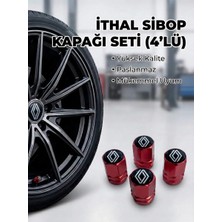 Aksefuar Lazer Renault ile Uyumlu Logolu Alüminyum Kırmızı Altıgen Sibop Kapak Seti