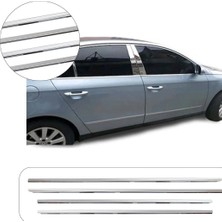 Servet Dizayn Oto Volkswagen Passat B6 Uyumlu 2005-2012 Krom Cam Çıtası 4 Parça Paslanmaz Çelik
