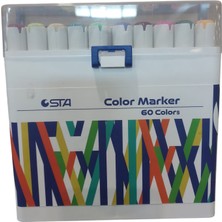 Belirtilmemiş Sta Çift Uçlu Alkol Bazlı Marker Kalem Çift Uçlu 1-7 Mm 60 Renk Sta-910360