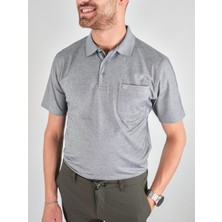 Simenti Erkek Yakalı Cepli Penye Antrasit Baba Tshirt