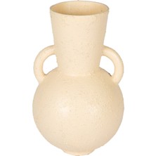 Herdekora Dekoratif Seramik Vazo Anfora Kumlu Krem 18X30 Cm.
