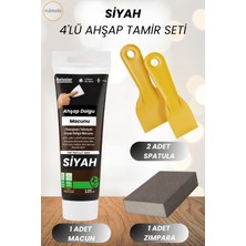 Nublado 4'lü Siyah Ahşap ve Duvar Tamir Seti 125 ml Dolgu Macunu 2 Adet Plastik Spatula 1 Kübik Zımpara