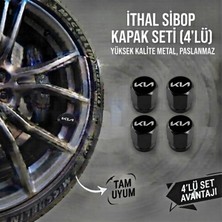 Aksefuar Lazer Kia ile Uyumlu Logolu Alüminyum Siyah Altıgen Sibop Kapak Seti