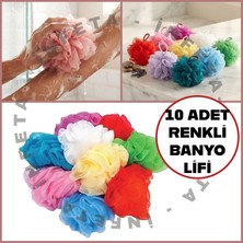 İnfeta 10 Adet Karışık Renk Banyo Lifi Pufidik Banyo Kesesi Yumuşak Tül Duş Lifi