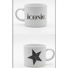 Print Copy Center Iconic Yazılı Yıldız Detaylı Baskılı Beyaz Seramik Kupa Bardak 330 ml