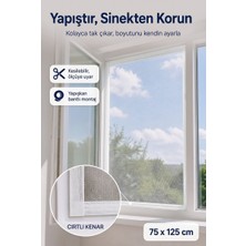 Evgereçlerim Yapışkanlı Pencere Sinekliği Tülü, Tek Kanat Uyumlu, Kendin Yap Tak Çıkar Sineklik 75x125 cm