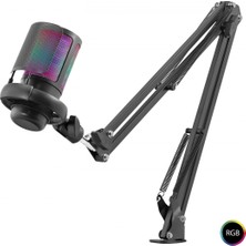 Marsilyan Gaming Rgb Mikrofon Seti Ayarlı Masa Kolu Type-C 192KHZ 24BIT - Siyah ME6S35B
