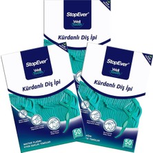 Stopever Well Tooth Kürdanlı Diş Ipi 3'lü Paket | Nane Aromalı | 150 Adet (3 x 50) | Diş Arası Temizliği, Ağız Hijyeni ve Günlük Kullanım Için Ideal