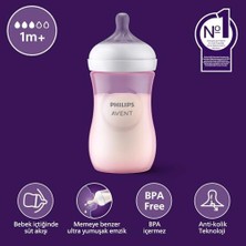 Doğal Tepkili Biberon, 260 Ml, 3-6 Ay+, Akıtmaz Emzik, Kolik ve Gaz Önleyici, Bpa Içermez, Pembe, SCY903/11
