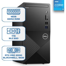 Dell Vostro 3910 N7505VDT3910EMEA I5 12400 16GB Ddr4 1tb M.2 SSD Rtx Pro 2000 Blackwell 16GB W11P Desktop