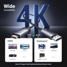 4K@60Hz Displayport HDMI Kablosu Tek Yönlü Dp 1.2 - HDMI 2.0 Kablosu Hdr Aktif Alüminyum Örgülü Dp'den Hdmı'ya Dönüştürücü Çoklu Ekran Için Monitör, Projektör,, (1m) ile Uyumlu