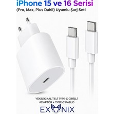 Exonix 35W (Watt) Apple Uyumlu Hızlı Şarj Adaptörü + Kablo Iphone 15 Iphone 16 Pro Max Plus Uyumlu Beyaz Hızlı Şarj Aleti Seti Type-C To Type-C