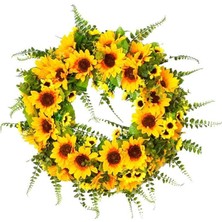 Nettenevime Yapay Çiçek Kapı Süsü Ay Çiçeği ve Kuşkonmaz Sunflower Yılbaşı Kapı Çelengi