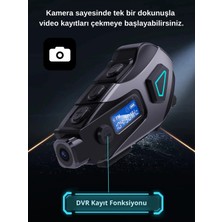 Zenviaa K10 Dvr Kameralı Intercom Bluetooth Motosiklet Kask Kulaklığı Kameralı Intercom Kulak