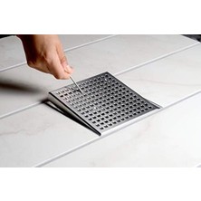Oatey DSS2060R2 Designline Paslanmaz Çelik Kendin Yap Duş Tahliyesi, Ayarlanabilir Düzleştirme Ayaklı ve Saç Tutuculu Kare Izgara, 15,24 x 15,24 Cm, 15,24 cm