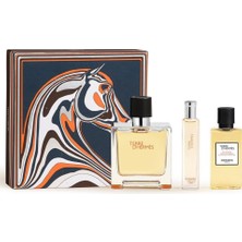 Hermes Terre D'hermes Parfum 75 ml + 15 ml + Shower Gel 40 ml Erkek Parfüm Seti