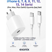 Exonix iPhone Hızlı Şarj Aleti Adaptör + Lightning Kablo 6 7 8 x 11 12 13 14 Pro Max Plus Uyumlu 25W Ios