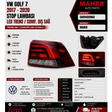 Vw Golf 7 2017-2020 LED Trendline / Comfortline Dış Sağ Stop Lambası Maher Oem 5G0945096Q