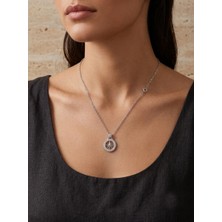 Mia Donna Jewelry Mia Donna Gümüş Renk Zirkon Taşlı Kutup Yıldızı Madalyon Kolye
