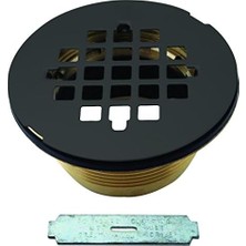 D206B-62 5,08 cm Kalafsız Pirinç Sıkıştırma Duş Tahliyesi 4-1/4 Inç Yuvarlak Izgara Kapağı, 1-Paket, Mat Siyah