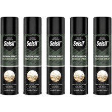 Selsil Silikon Sprey 500 ml Şeffaf Yağlayıcı Su Itici ve Ses Önleyici Bakım Spreyi 5 Adet