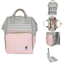 AyrStore Brandbaby (21) Anne ve Bebek Bakım Çantası Pembe/gri