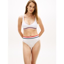 Tommy Hilfiger Kadın Scoop Bralette Beyaz Renkli V Yaka Tasarım Esnek Naylon Kumaş