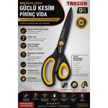 Taksun 9.5 Inç Profesyonel Terzi Makası Siyah Titanyum Kaplamalı Pirinç Vidalı Ergonomik Saplı Çok Katmanlı Kumaş Kesim Makası Yapışmaz Pas Korumalı