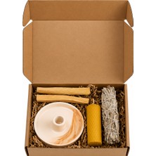 HYGE Palo Santo ve Adaçayı Ritüel Arınma Seti | Bal Mumu, Seramik Tütsülük