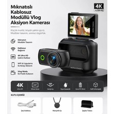 Tastech LK-018 Vlog Kamera 48MP Aksiyon Kamerası Katlanabilir Ekranlı 4K Full Hd Dijital Kamera Video ve Mini Fotograf Makinesi Wifi ve Manyetik Klipsli