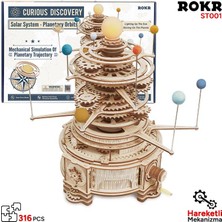 Rokr ST001 Mechanical Orrery Dıy Mechanical 3D Puzzle Maket Model Seti 3D Model Kit Ahşap Maket Dekoratif Hobi Seti Hareketli