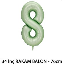 Lotus Party Yeşil Renk 8 Rakam Folyo Balon - Su Yeşili Rakam Balon 8 Yaş - 76 cm