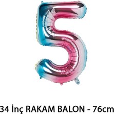 Lotus Party Gökkuşağı Renk 5 Rakam Folyo Balon - Gökkuşağı Rakam Balon 5 Yaş - 76 cm