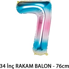 Lotus Party Gökkuşağı Renk 7 Rakam Folyo Balon - Gökkuşağı Rakam Balon 7 Yaş - 76 cm