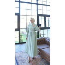 Yandan Bağlamalı  Tesettür Elbise Mint HNT010