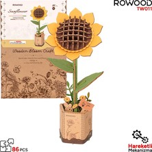 Rowood TW011 Ayçiçeği Sunflower Dıy Minyatür Maket Model Seti Ahşap 3D Wooden Puzzle Model Kit Ahşap Maket Dekoratif Hobi Seti