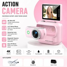 Tastech LK-018 Vlog Kamera 48MP Aksiyon Kamerası Katlanabilir Ekranlı 4K Full Hd Dijital Kamera Video ve Mini Fotograf Makinesi Wifi ve Manyetik Klipsli