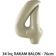 Lotus Party Krem Renk 4 Rakam Folyo Balon - Krem Rakam Balon 4 Yaş - 76 cm