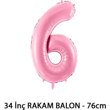 Lotus Party Pembe Renk 6 Rakam Folyo Balon - Pembe Rakam Balon 6 Yaş - 76 cm