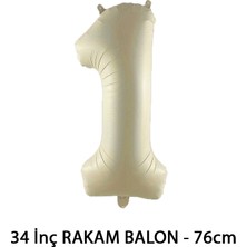 Lotus Party Krem Renk 1 Rakam Folyo Balon - Krem Rakam Balon 1 Yaş - 76 cm