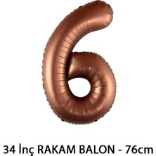 Lotus Party Kahverengi Renk 6 Rakam Folyo Balon - Kahverengi Rakam Balon 6 Yaş - 76 cm
